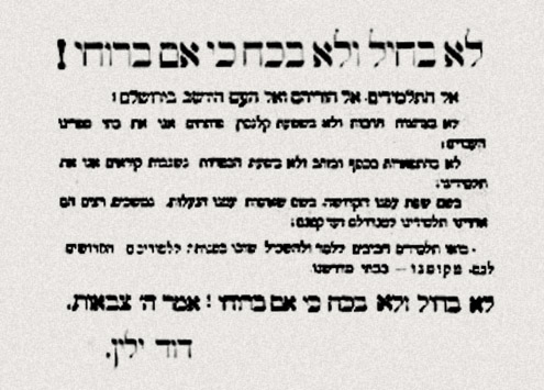 'לא בחיל ולא בכח כי אם ברוחי!' - מתוך עיתון "החרות", דוד ילין.