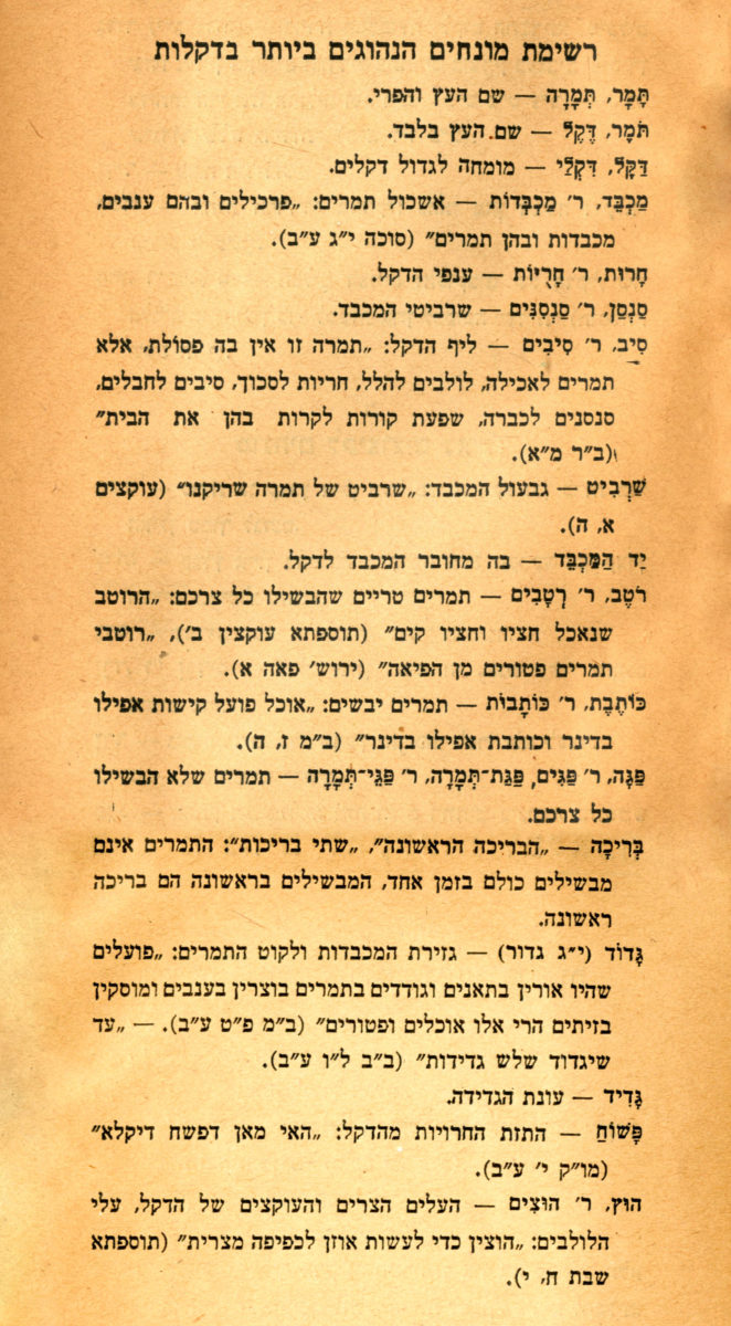 רשימת מונחים הנהוגים ביותר בדקלות