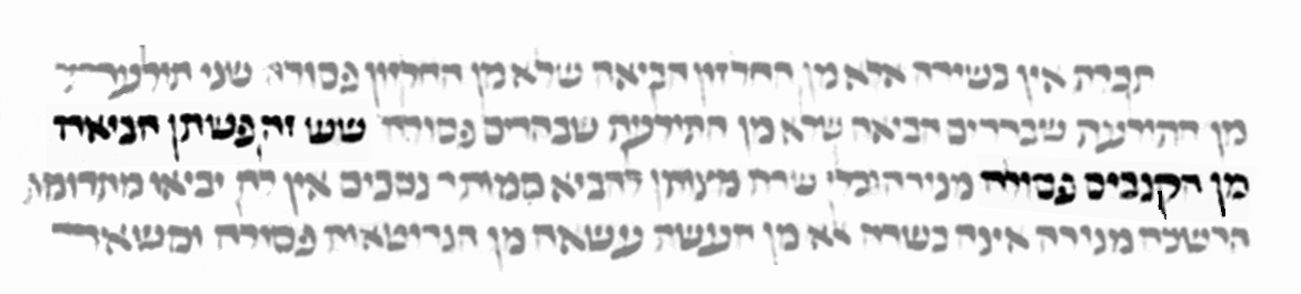 "שש זה פשתן הביאה מן הקנביס פסולה" – תוספתא מנחות ט, יז, כתב יד וינה 20 (המאה הי"ד). "שש זה פשתן הביאה מן הקנביס פסולה" – תוספתא מנחות ט, יז, כתב יד וינה 20 (המאה הי"ד).