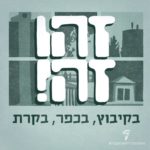 איור בתים ובניינים וכיתוב "זהו זה! בקיבוץ, בכפר, בקרת"